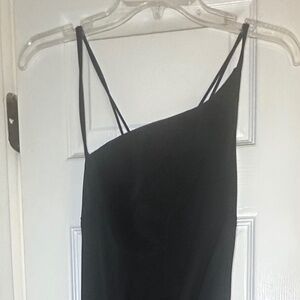 Black spaghetti strap dress with ruffle